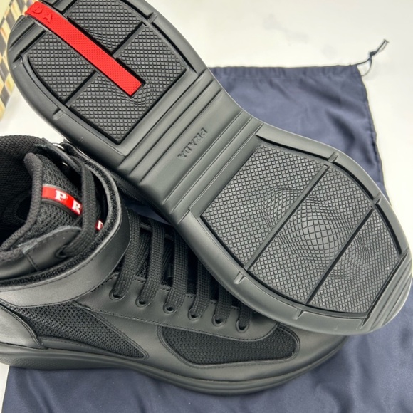 Men’s Prada America’s cup high top leather sneakers size 8, made in Italy - Picture 9 of 10